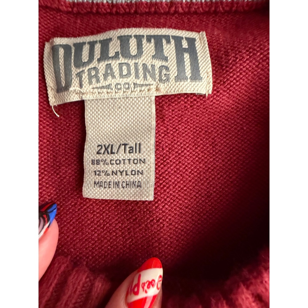 Duluth Trading Co Mens 2XL Tall Red Crew Neck Cotton Blend Knit Sweater - Picture 2 of 6